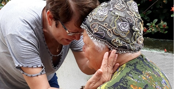 Two elders enjoying each other's company